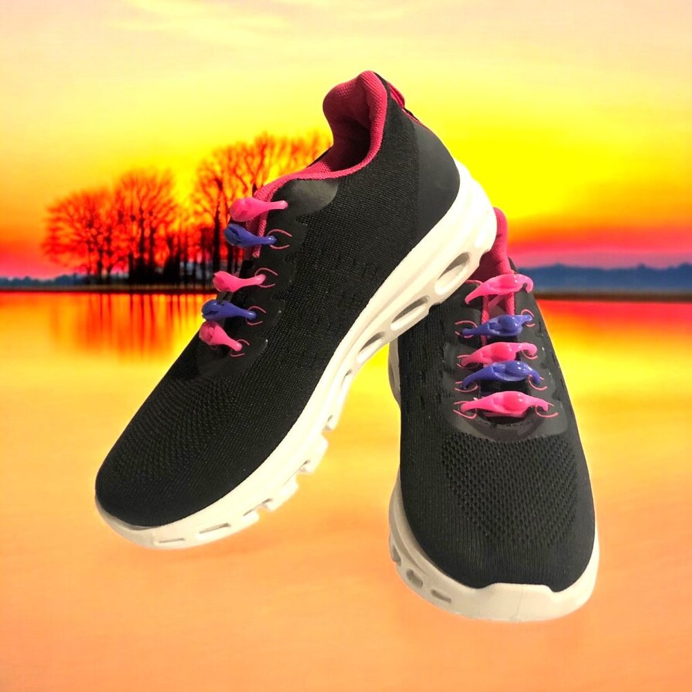 TAKE A WALK Mesh Upper Lace Up Design No Tie Silicone Laces Sneakers Sz 6 NEW